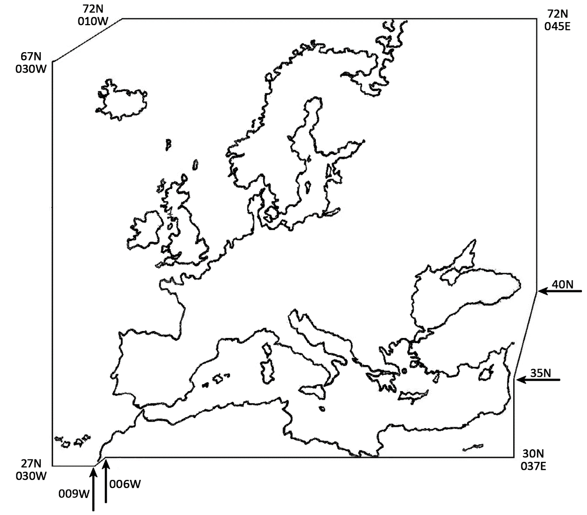Diagram showing the area where paragraph 4 applies, covering Europe